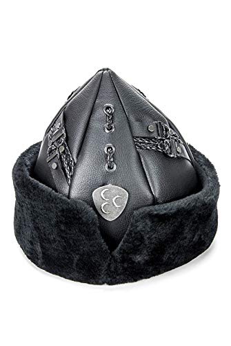 ihvan online Turkish Ottoman Bork Hat, Ertugrul Faux Leather Fur Winter Cap - color: Black / Style-13