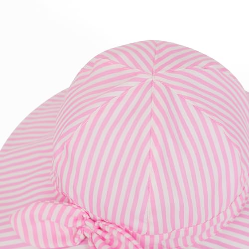 Baby Girl Sun Hat Toddler Beach Hats with UPF 50+ Protective Infant Summer Hat with Wide Brim Baby Girls Bucket Hat - color: Beige Stripe + Khaki Stripe, size: 12-24 Months