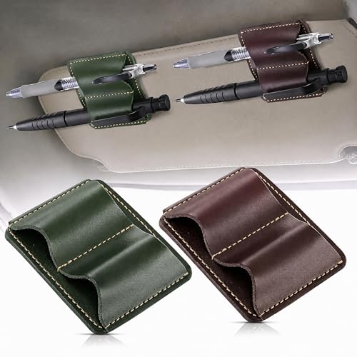 2 Pack Leather Pen Holder for Car, Car Visor Pen Holder