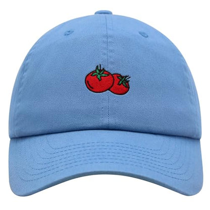 JPAK Two Tomatoes Premium Dad Hat Embroidered Cotton Baseball Cap Vegetables Embroidery - color: Light Blue
