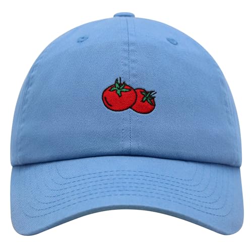 JPAK Two Tomatoes Premium Dad Hat Embroidered Cotton Baseball Cap Vegetables Embroidery - color: Light Blue
