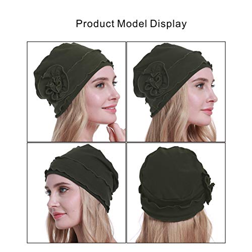 osvyo Chemo Headwear Turban Cap for Women - Cancer Beanie Hair Loss Sealed Packaging - color: Cotton-army-green