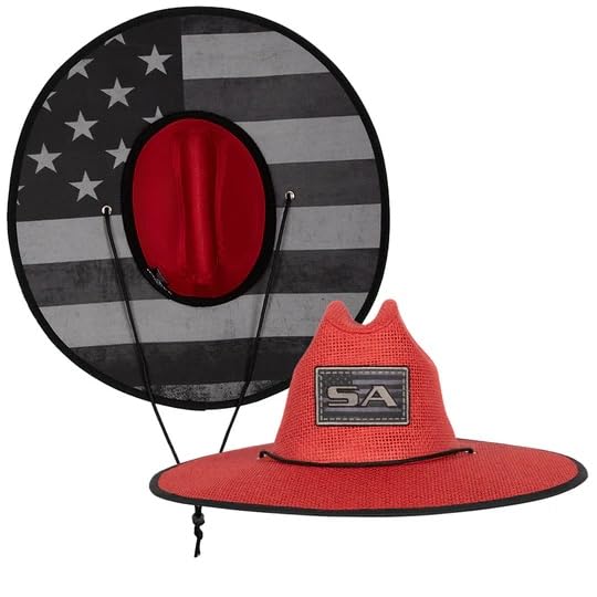 Soul of Adventure Keys Straw Hat for UV Sun Protection | UPF 50+ Sun Protection, Adjustable Drawstring - color: Blackout American Flag