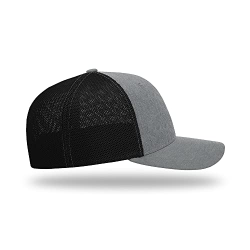 Richardson 110 Trucker R-Flex Baseball Cap| Fitted Mesh Back Hat - color: Heather/Black, size: Large-X-Large