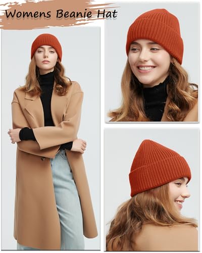 Wool Beanie for Men Women, Seamless Knit Cuffed Warm Winter Hats - color: 1pcs-orange