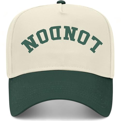 London Upside Down Hat | Premium Adjustable Snapback Baseball Vintage Trucker Hat for Men & Women - color: Green/Natural
