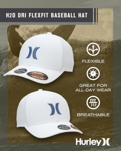 Hurley Men's Caps - One & Only Flexfit Baseball Cap - Fitted Hats for Men (S-XL) - color: Summit White, size: Small-Medium