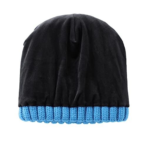 Home Prefer Mens Winter Hat Wool Fleece Lined Knit Beanie Hat Warm Stocking Caps - color: Sky Blue