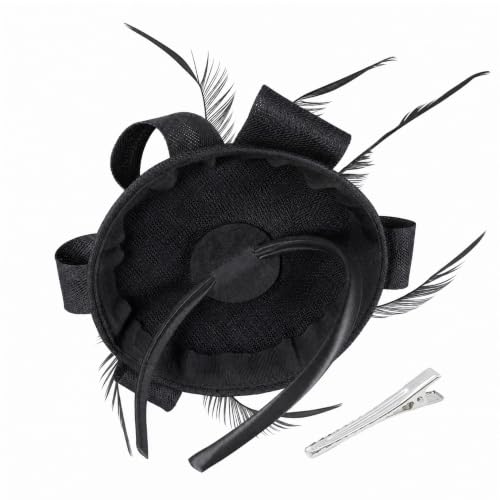 Flower Fascinator Hat Headband Clip for Women Tea Party - color: Black-02