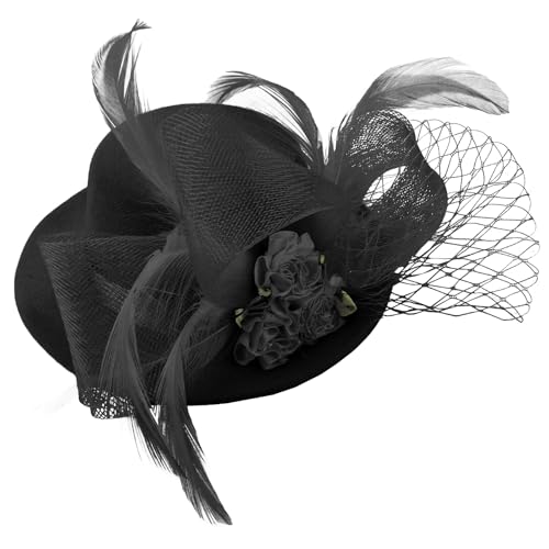 Fascinator Hat Tea Party Accessories Wedding Headwear for Girls and Women - color: Black