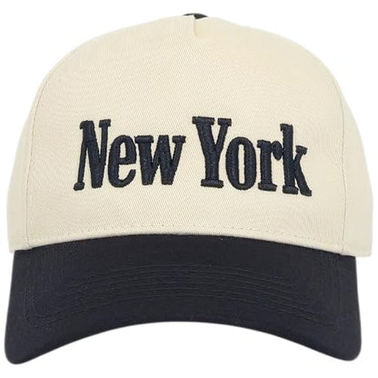 E BY ELIDAN New York Trucker Snapback Hat 3D Embroidered Baseball Cap - color: Cream Black