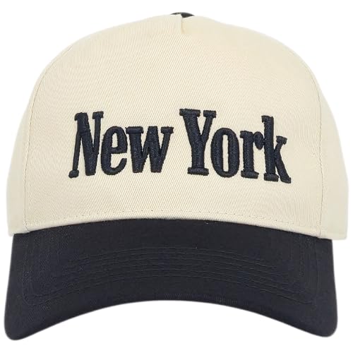 E BY ELIDAN New York Trucker Snapback Hat 3D Embroidered Baseball Cap - color: Cream Black