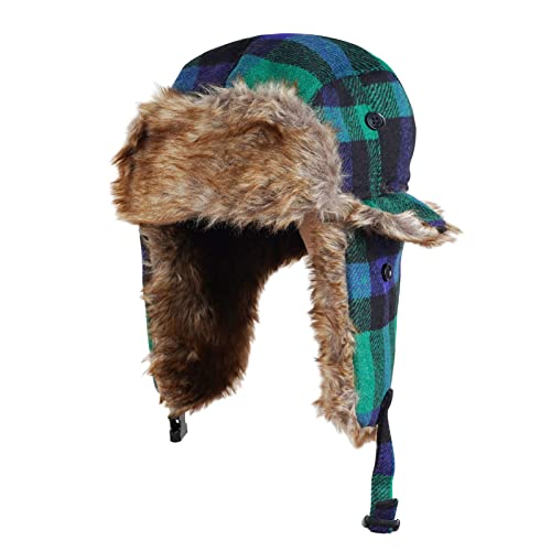 ONWAY Trapper Hat Winter Hats for Women Men with Faux Fur Ear Flaps - color: Green
