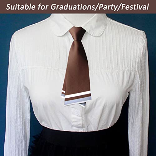 Mantieqingway Women Uniform Necktie Adjustable Strap Striped Pre-tie Ties - color: Brown