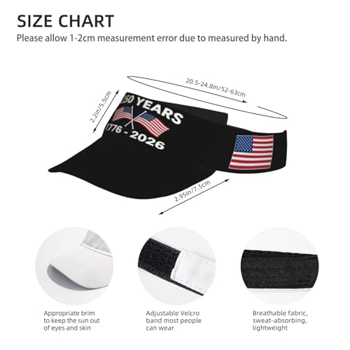 United States 250th Anniversary Hat USA Est 1776 America Patriotic Visor Cap Adjustable Sun Hat for Women Men Sports Beach - color: Black19