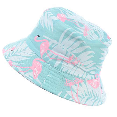 BYOS Unisex Trendy Reversible Lightweight Printed Bucket Hat Packable Outdoor - color: Flamingo Pastel Mint