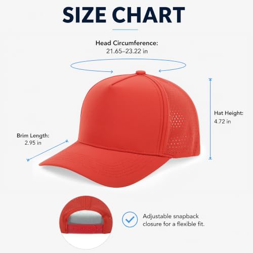 5 Panel Baseball Cap Quick Dry Mesh Snapback Hat for Women Men - color: Orange