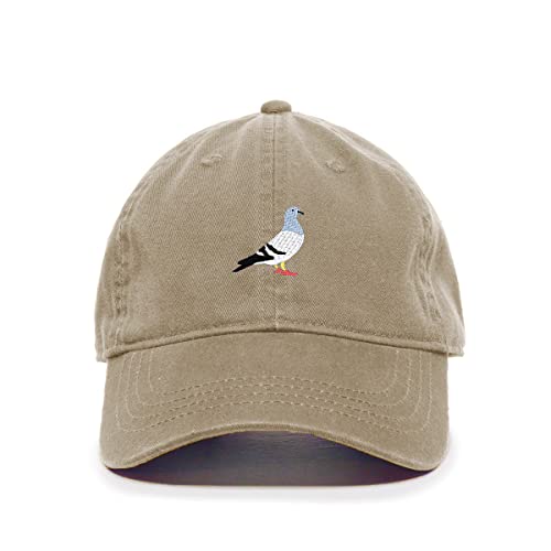 Pigeon Baseball Cap Embroidered Cotton Adjustable Dad Hat - color: Khaki