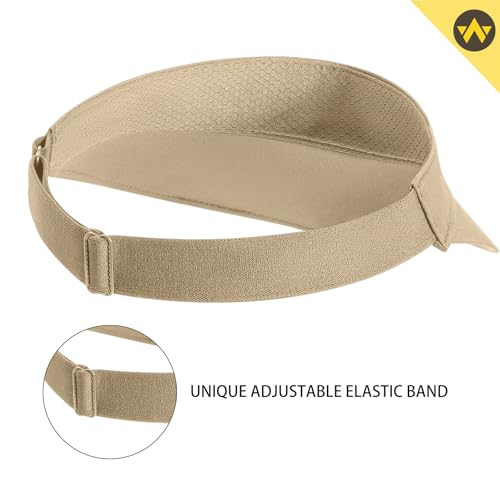WANDER Running Sun Visor Hat Wide Brim UPF 50+ Mesh Cap for Women - color: Khaki