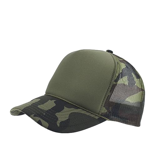 The Vintage Year High Crown Foam Mesh Camouflage Trucker Hat Baseball Cap - color: Camo/Olivegreen/Camo