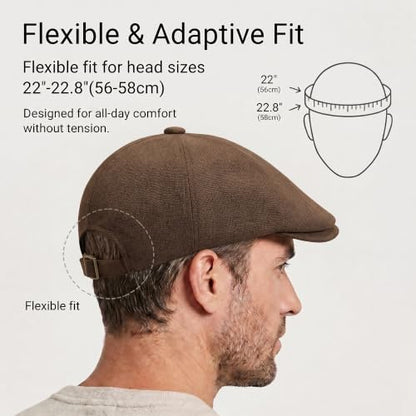 ZLYC Newsboy Cap for Men Summer Flat Cap Lightweight Beret Hat - color: Buckle Coffee
