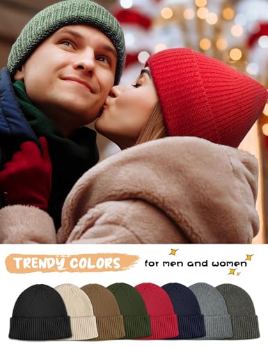 vidsel 50% Wool Thick Beanie Hat Men Women, Seamless Cuffed Winter Knit Cap - color: 1pcs Red