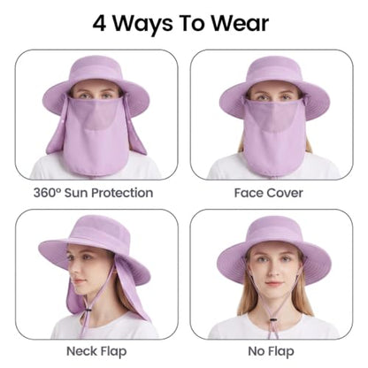 Sun Hats for Men Women UPF 50+ Waterproof Bucket Hat - color: Purple