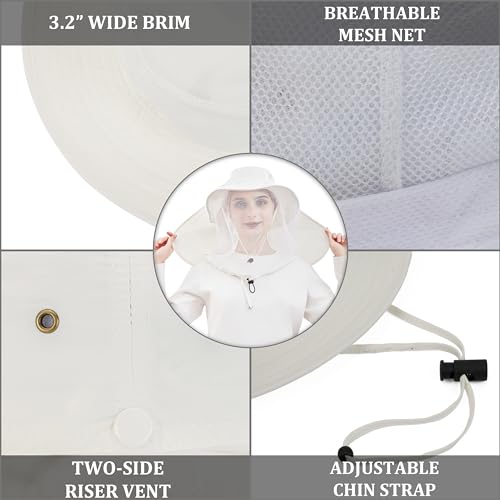 Palmyth Head Net Hat, Sun Hat Safari Hat - color: White