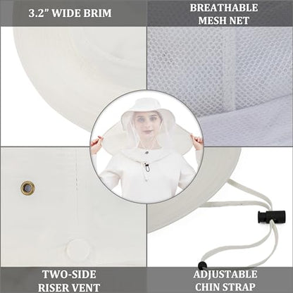 Palmyth Head Net Hat, Sun Hat Safari Hat - color: White