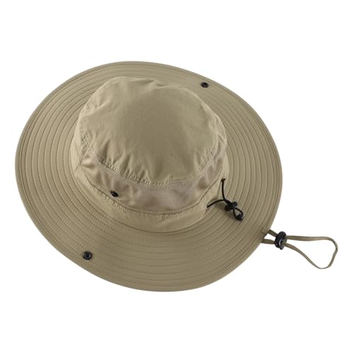 Home Prefer UPF50+ Mens Sun Hat Wide Brim Womens UV Protection Beach Bucket Hat for Fishing Hiking Snap Up Cowboy Hat - color: Light Vert Khaki