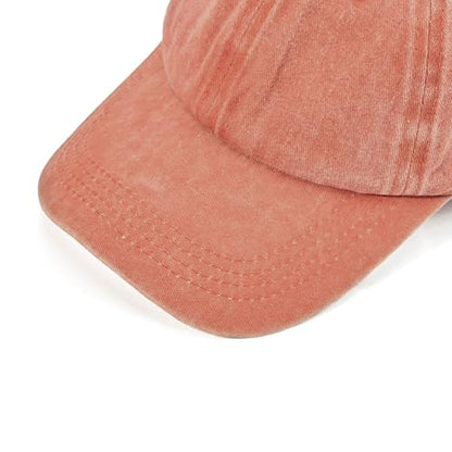 Distressed Washed Cotton Baseball Cap Adjustable Dad Hat for Men Women - color: Z Orange