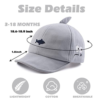 JANGANNSA Baby Duck Cap Infant Kids Sun Hat Bear Cute Cartoon Caps Spring Summer - color: Light Blue Shark, size: 3-18 Months
