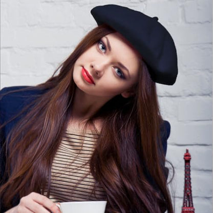 Jolbndcv 6PCS Beret, French Beanie, Outdoor, Winter, Fashion Lady Hat - color: Navy Blue