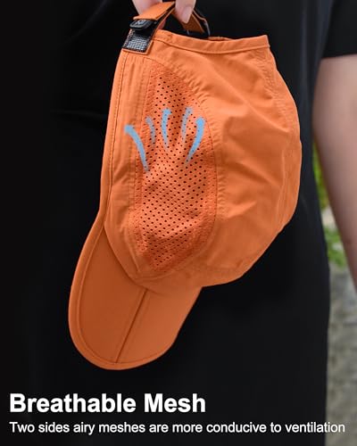 GADIEMKENSD Mens Folding Outdoor Hat Long Brim UPF 50+ Sun Protection - color: Folding Orange