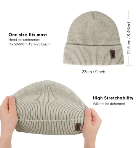 Wmcaps Winter Beanie for Men Women, Soft Warm Fleece Lined Knit Hat - color: Light Grey