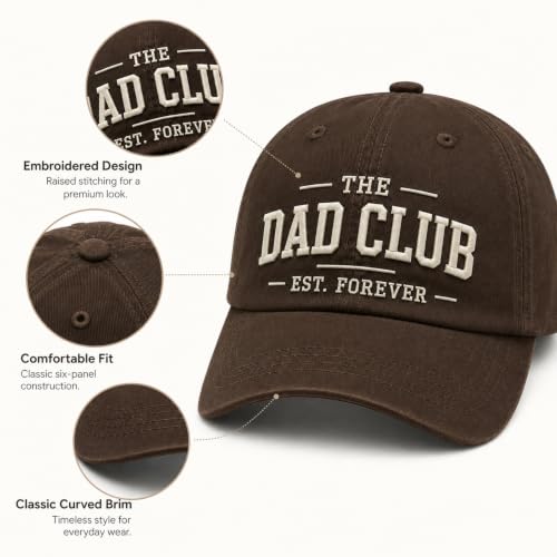 Dad Hats For Men, Dad Gang Hat With Embroidered Brown Cap Design 20-24in