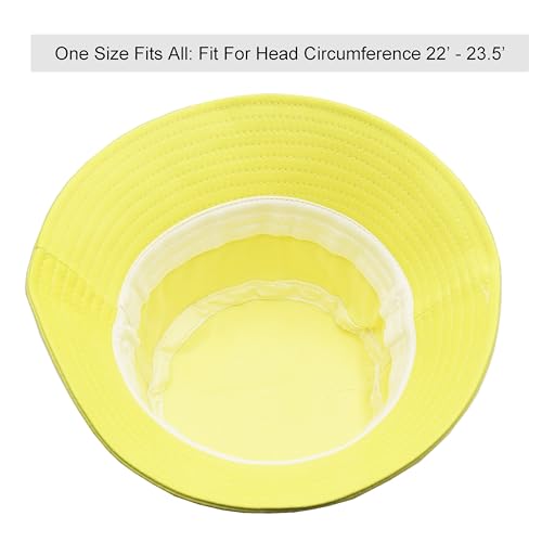 Wheebo Solid Color Bucket Hat for Women Summer Beach Fishmen Hat for Lady Adult Unisex Cotton Cap…… - color: A-sc-yellow