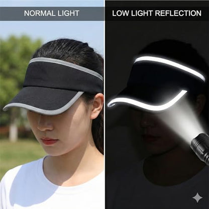 Reflective Brim Quick Dry Lightweight Visor Hat - color: Black & Light Gray