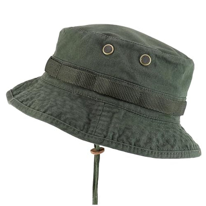 Armycrew 100% Washed Cotton Boonie Hat with Chin Strap - color: Olive, size: Medium