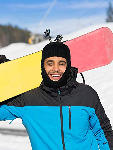 SATINIOR 2 Pcs Ski Masks Winter Balaclava Fleece - color: Black, Grey, size: Large