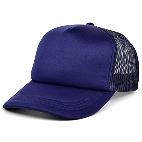 Lids Blank Basic Foam Trucker Adjustable Snapback Hat - color: Navy/Navy