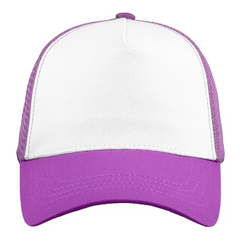 Falari 5-Panel Mesh Baseball Cap, Trucker Hat, Structured Plain Design, Cotton, Adjustable Size - color: 1pk Lavender