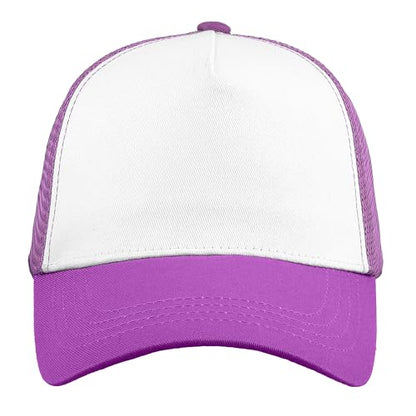 Falari 5-Panel Mesh Baseball Cap, Trucker Hat, Structured Plain Design, Cotton, Adjustable Size - color: 1pk Lavender