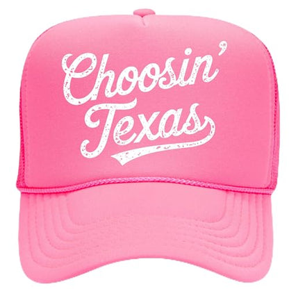 BROTHER TRUCKERS Choosin' Texas Distressed Mesh Back Hat - color: Neon Pink