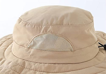 Connectyle Kids Sun Hat for Boys Girls Wide Brim Bucket Hat UPF 50+ Sun Protection Hat Breathable Summer Beach Hat - color: Dark Khaki