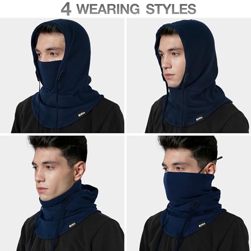 Balaclava Ski Mask, 4-in-1 Warm Adjustable Neck Gaiter for Men Women - color: Dark Blue