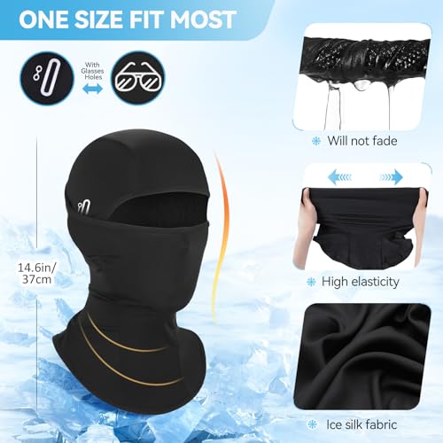 GL GLENSLAVE Summer Balaclava, Cooling Ice Silk Balaclava Full Face Mask UV Protector for Men Women Motorcycle Cycling - color: Black