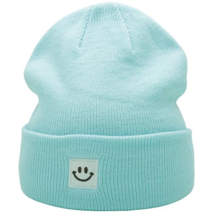 55cube Unisex Winter Beanie Hats Warm Thick Knit Cuffed Skullcaps - color: Cool Blue
