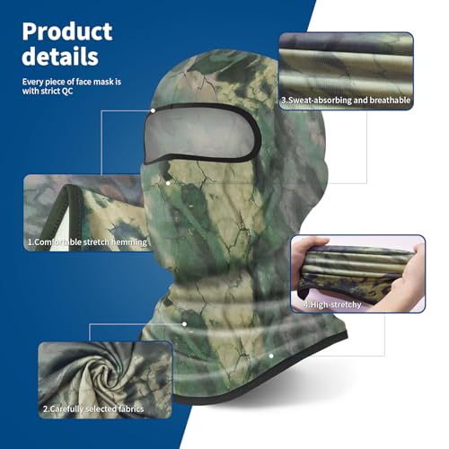 YESLIFE Summer Balaclava Ski Mask for Men&Women, Face Mask - color: Green