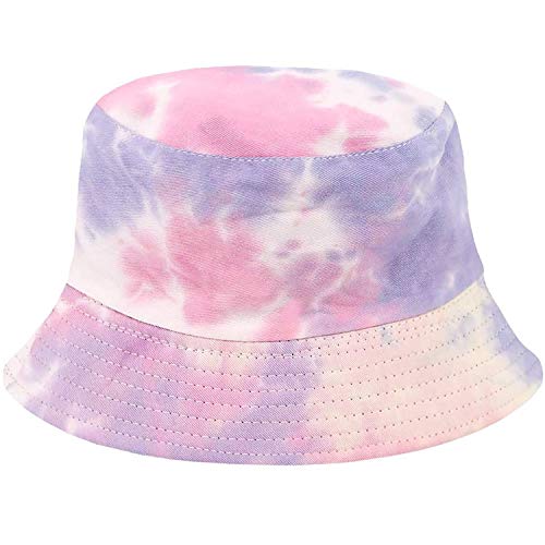 Tie Dye Bucket Hat Reversible Cotton Multicolored Fisherman Cap Packable Sun Hat - color: Multicolor D